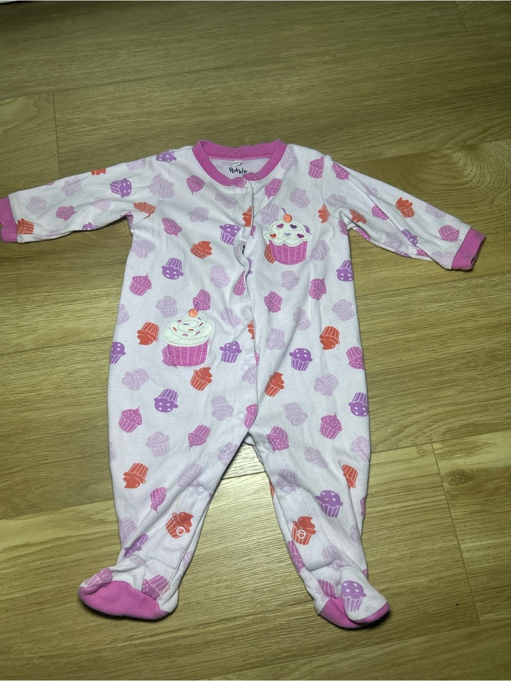 Unknown Brand Pink Cupcake Print Footed One-Piece